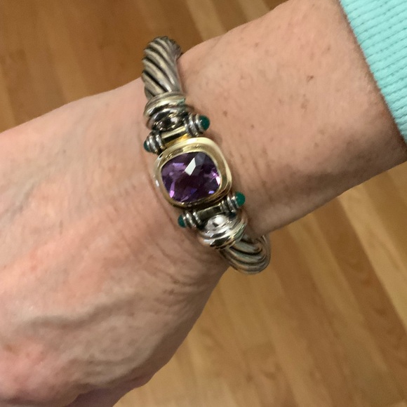 David Yurman Elegant Silver and Gold Bracelet with Purple Gemstone. 14k jade - Picture 5 of 16